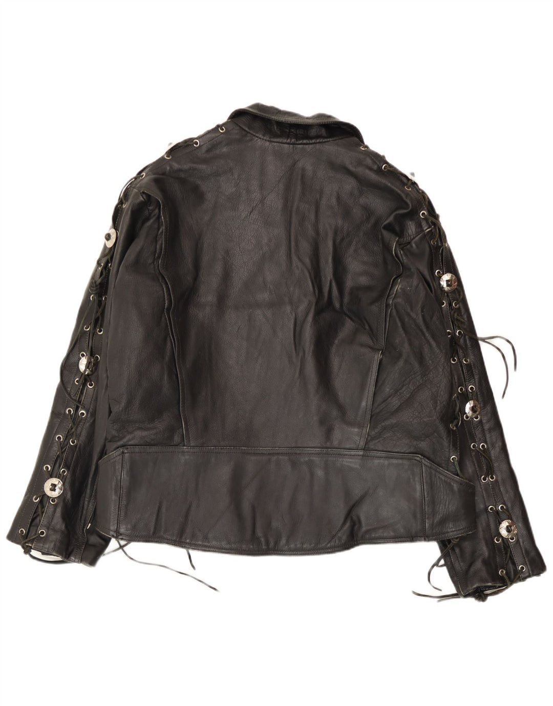 Vintage Mens Leather Biker Jacket Large Black Leather