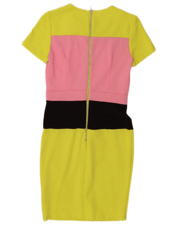 French Connection Damen Etuikleid UK 10 Small Yellow Colourblock