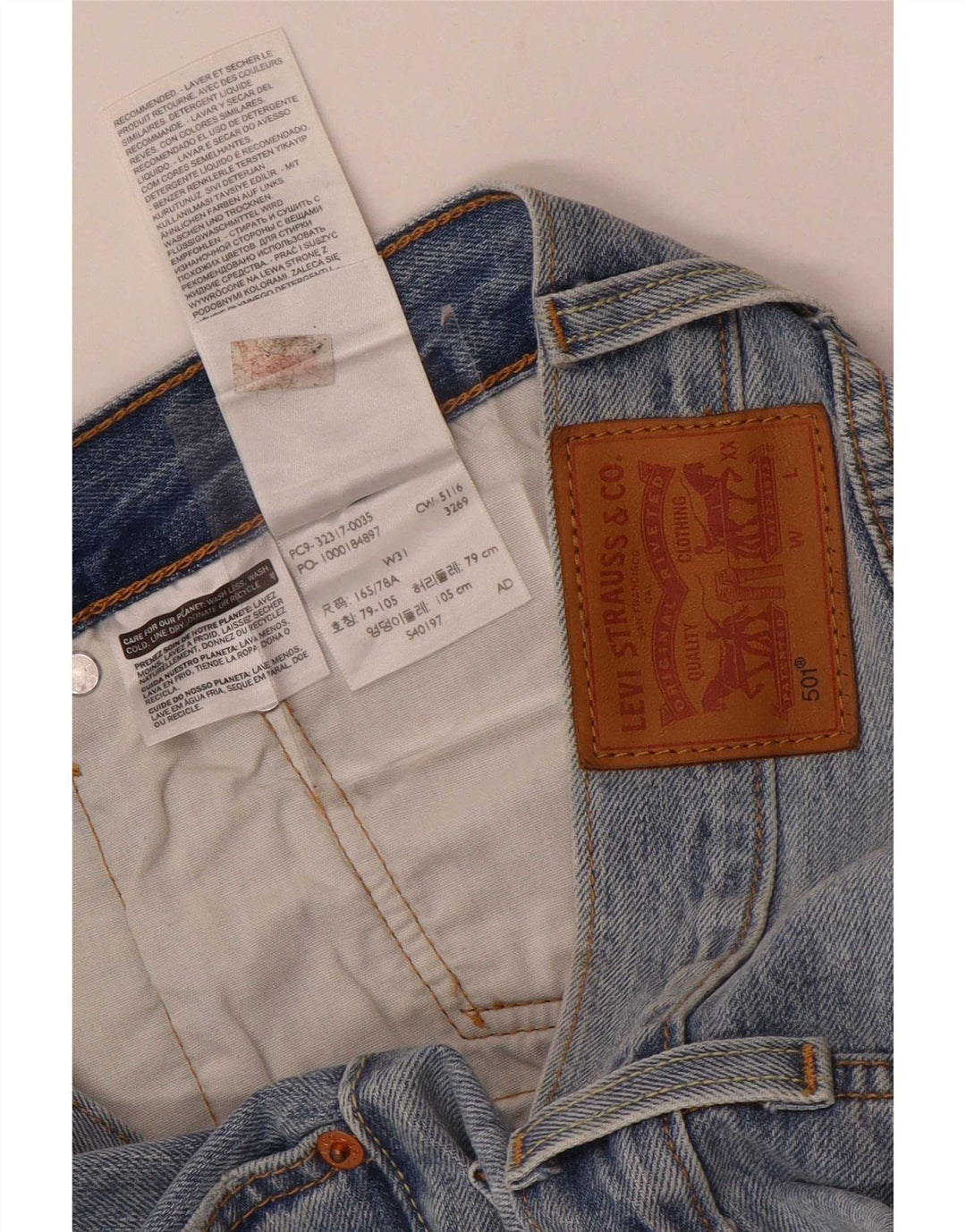 Levi's Womens 501 Distressed τζιν σορτς W31 μεσαίο μπλε βαμβακερό