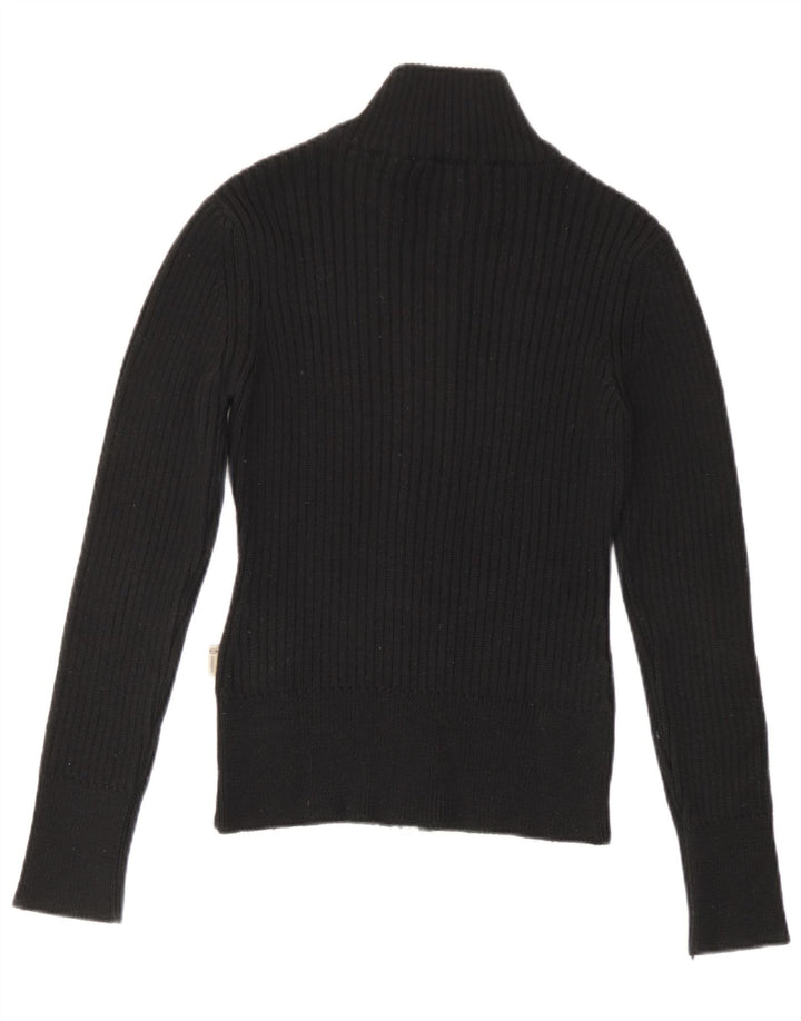 Sergio Tacchini Womens Full Zip Cardigan Sweater UK 10 Small Black
