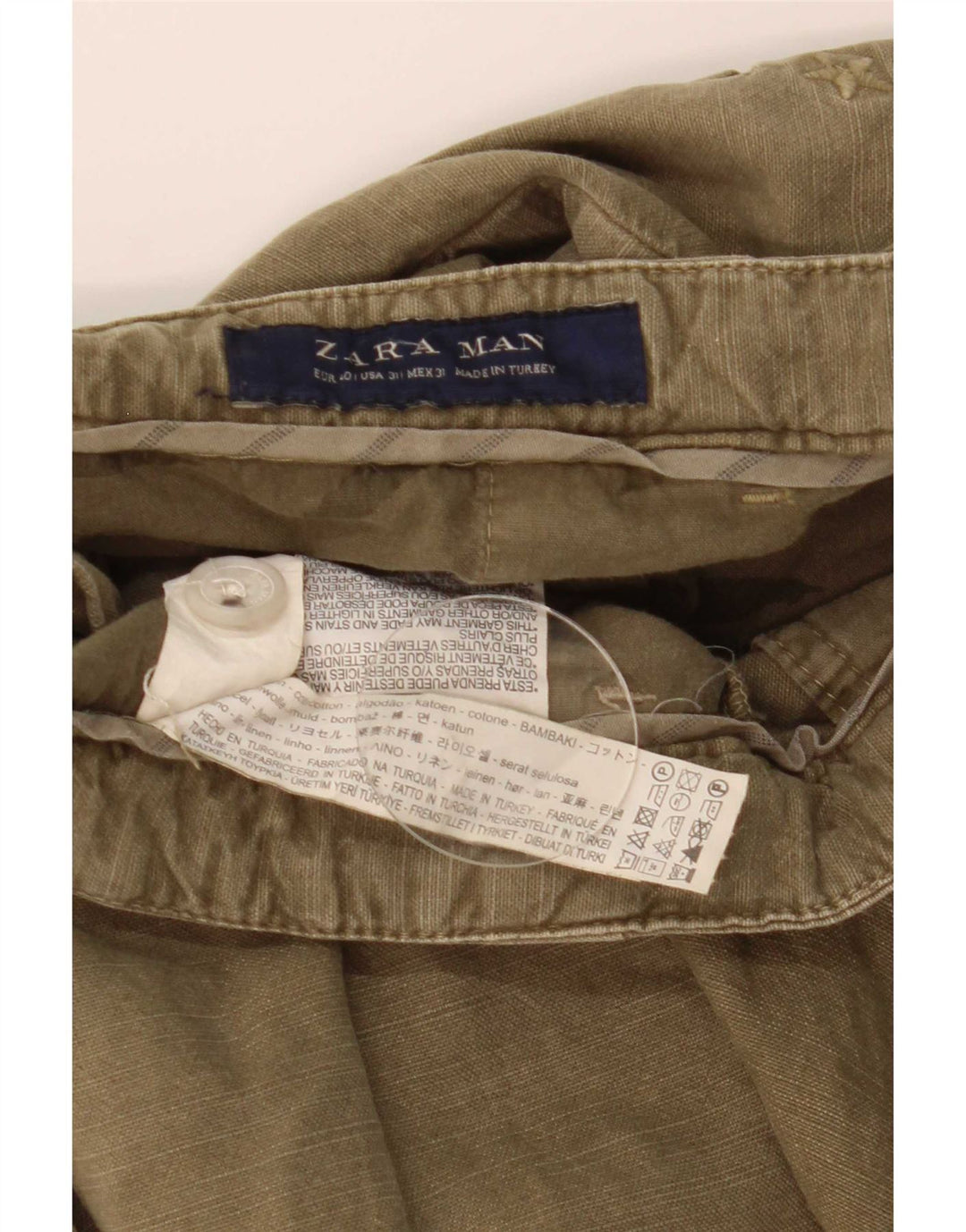 Zara Mens Chino Shorts EU 40 Medium W31  Khaki Cotton