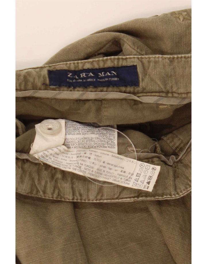 Zara Mens Chino Shorts EU 40 Medium W31  Khaki Cotton
