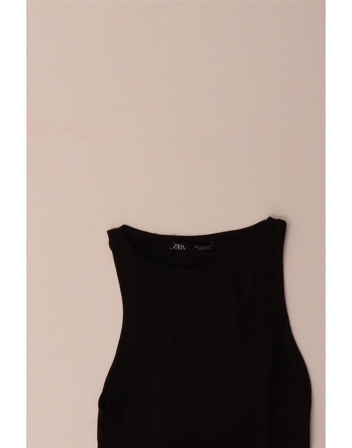 ZARA Womens Sleeveless Bodysuit UK 8 Small Black Polyamide