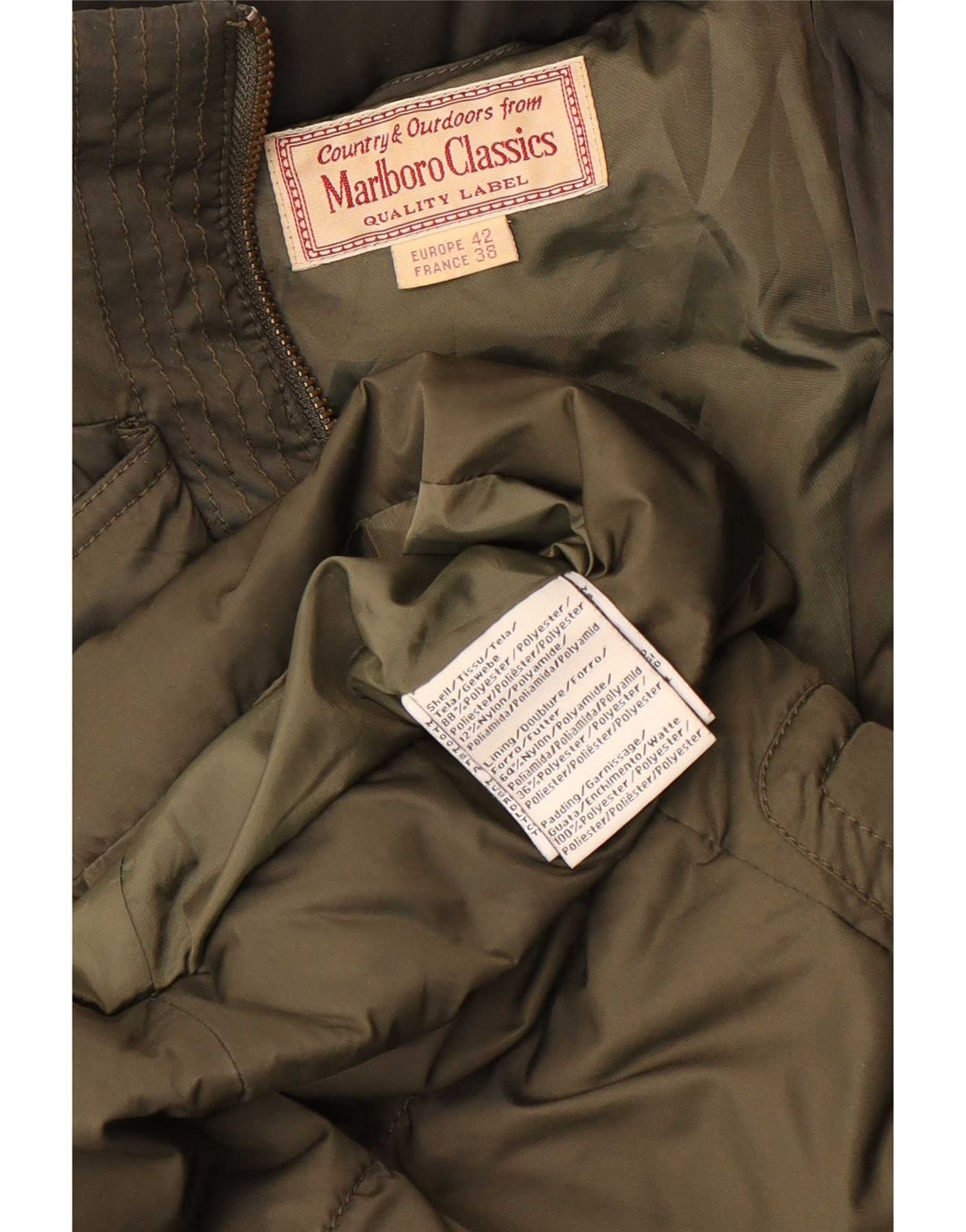 Marlboro Classics Abrigo acolchado con capucha para mujer EU 38 Poliéster caqui medio