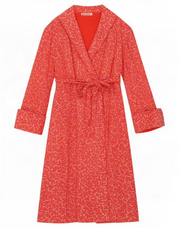 Vintage kvinders langærmet slå-om-kjole UK 10 Small Red Floral