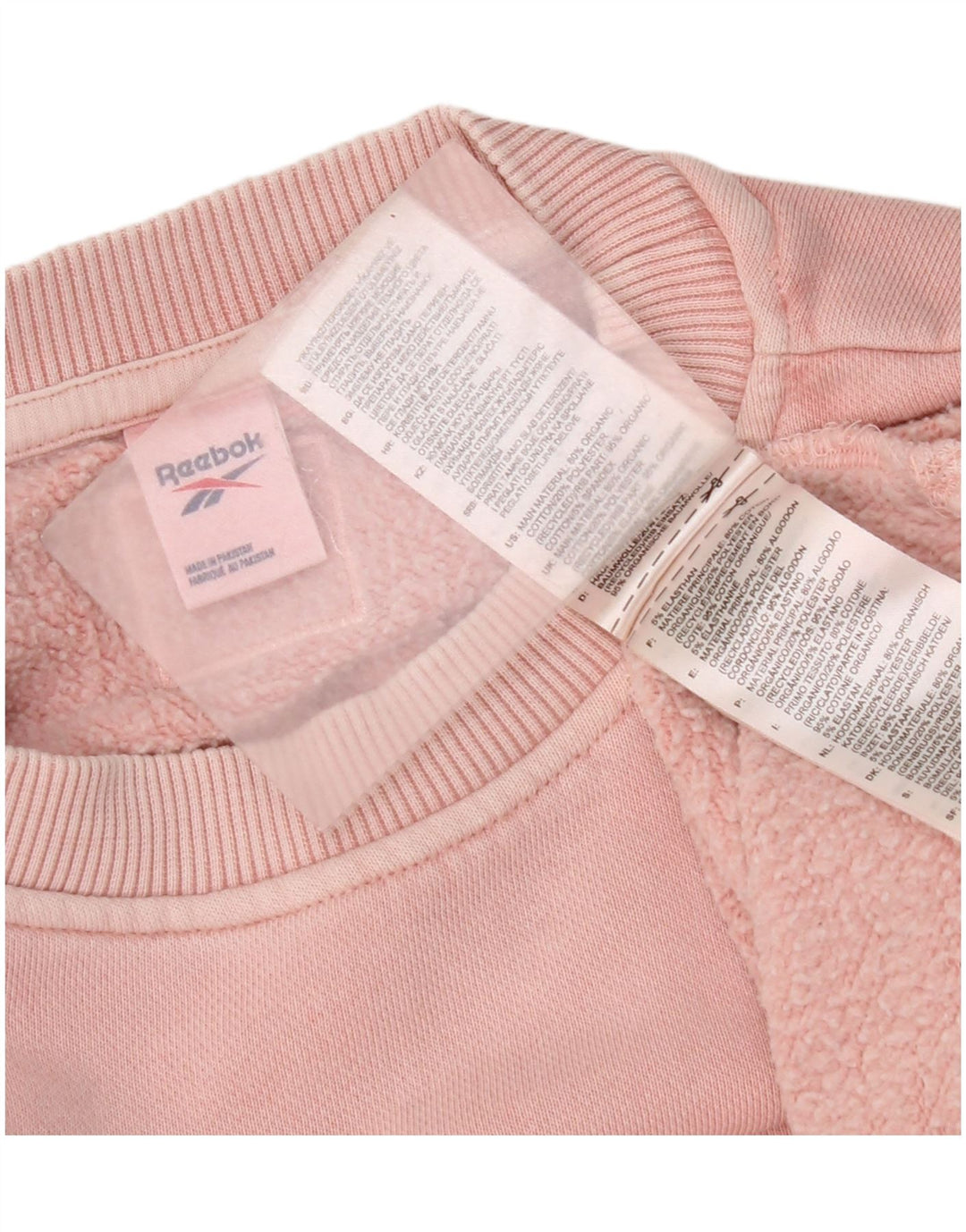 Reebok Womens Crop Oversized Sweatshirt Jumper UK 14 Medium Pink Cotton