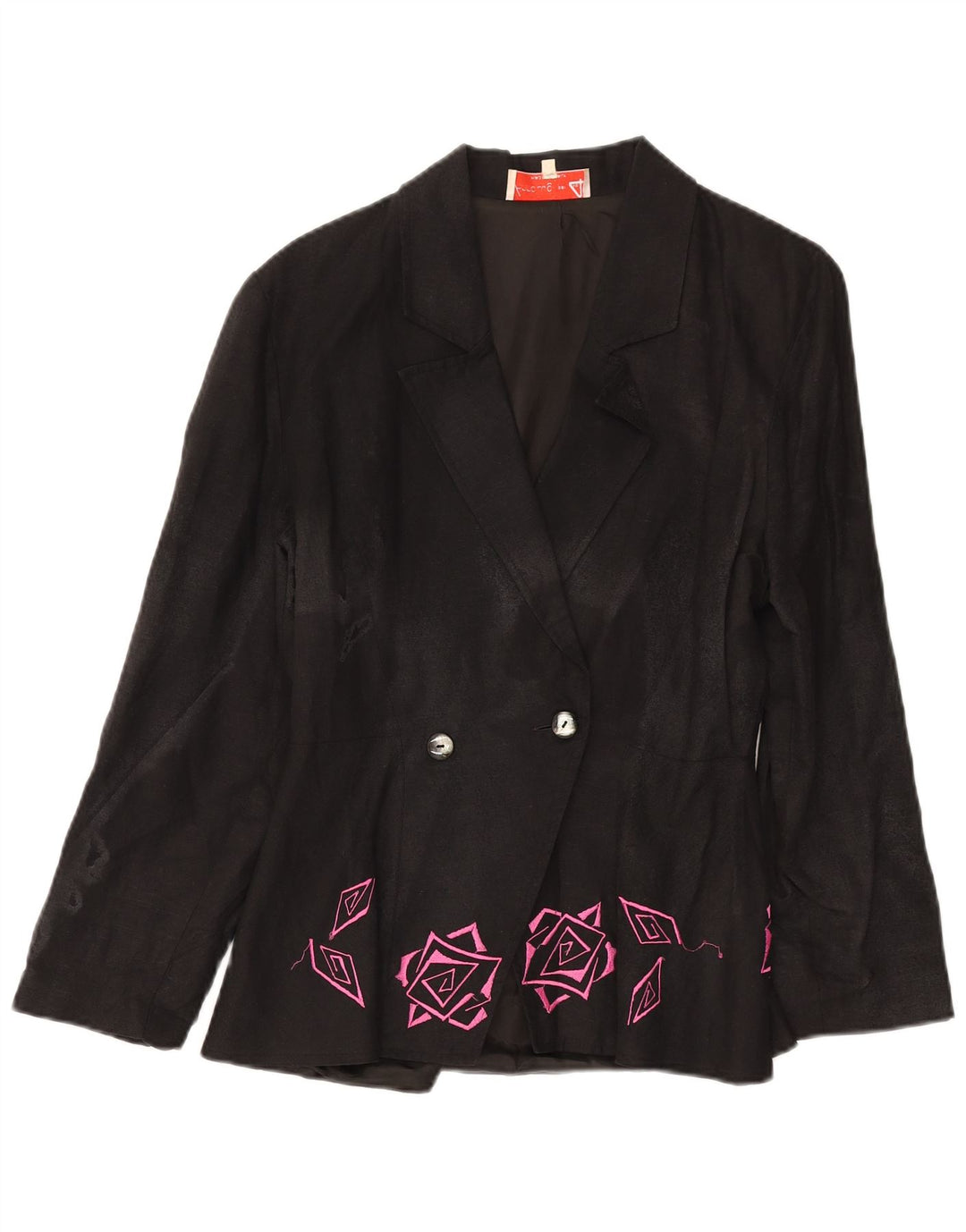 Anna Lugli Womens Double Breasted Blazer Jacket IT 42 Medium Black Floral