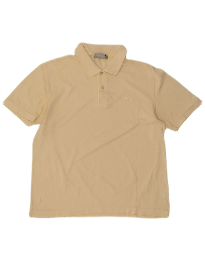 Sergio Tacchini Mens Polo Shirt IT 50 Medium Yellow Cotton
