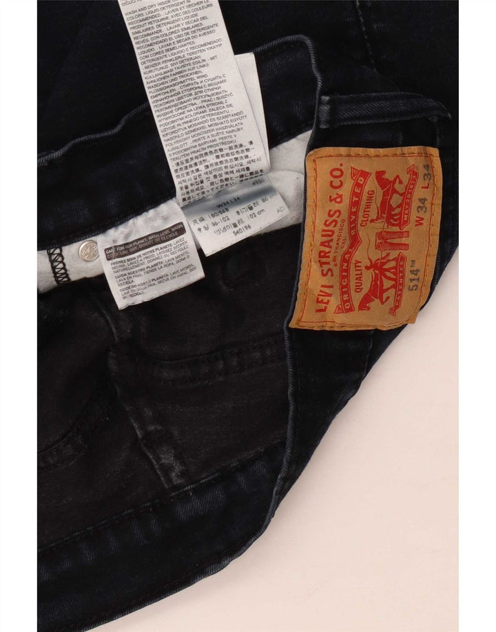 Levi's Mens 514 Straight Jeans W34 L34 Navy Blue Cotton