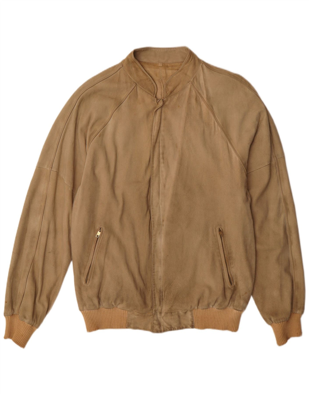 Vintage Mens Suede Bomber Jacket IT 52 XL Brown Cotton