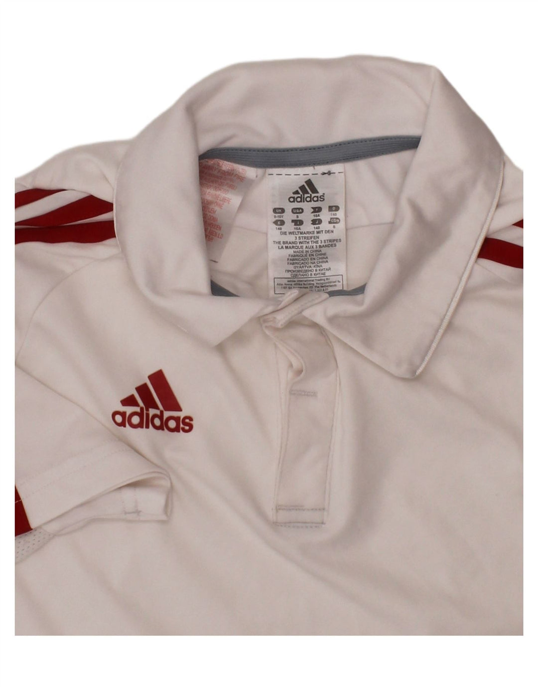 ADIDAS Boys Climacool Polo Shirt 9-10 Years White Polyester