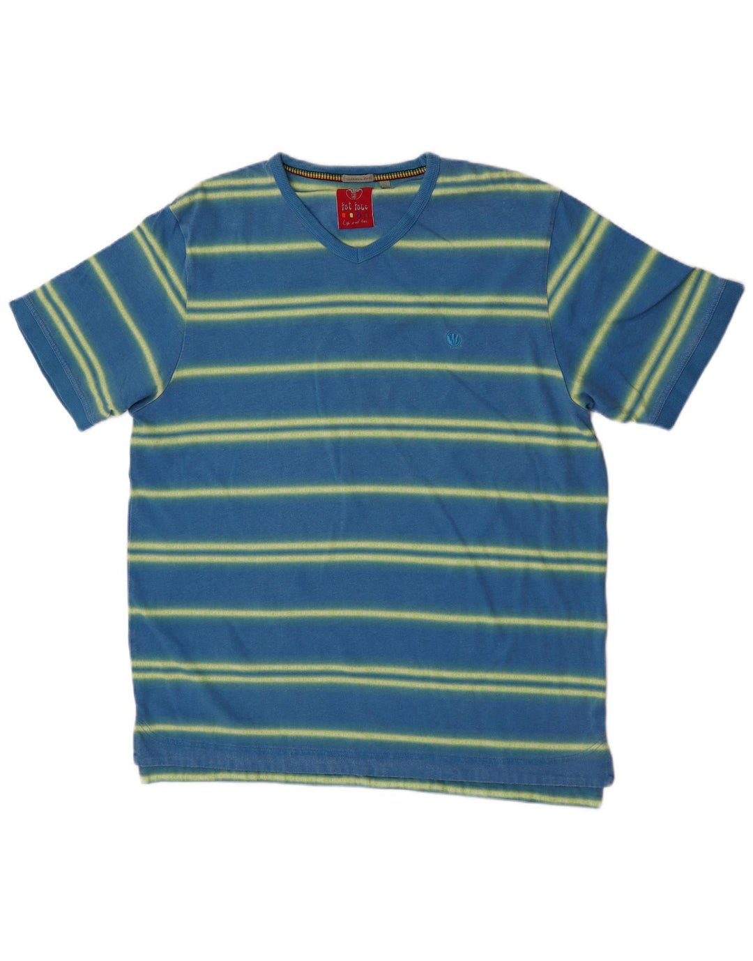 Fat Face Mens T-Shirt Top Large Blue Striped Cotton