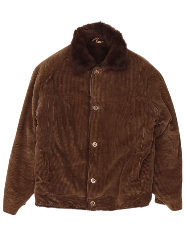 Vintage Mens Sherpa Corduroy Jacket UK 36 Small Brown