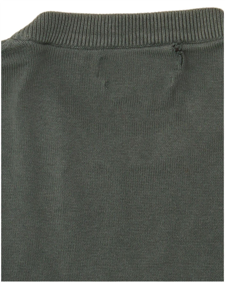 Marks & Spencer Herren-Pullover mit Rundhalsausschnitt, mittelgrüne Baumwolle