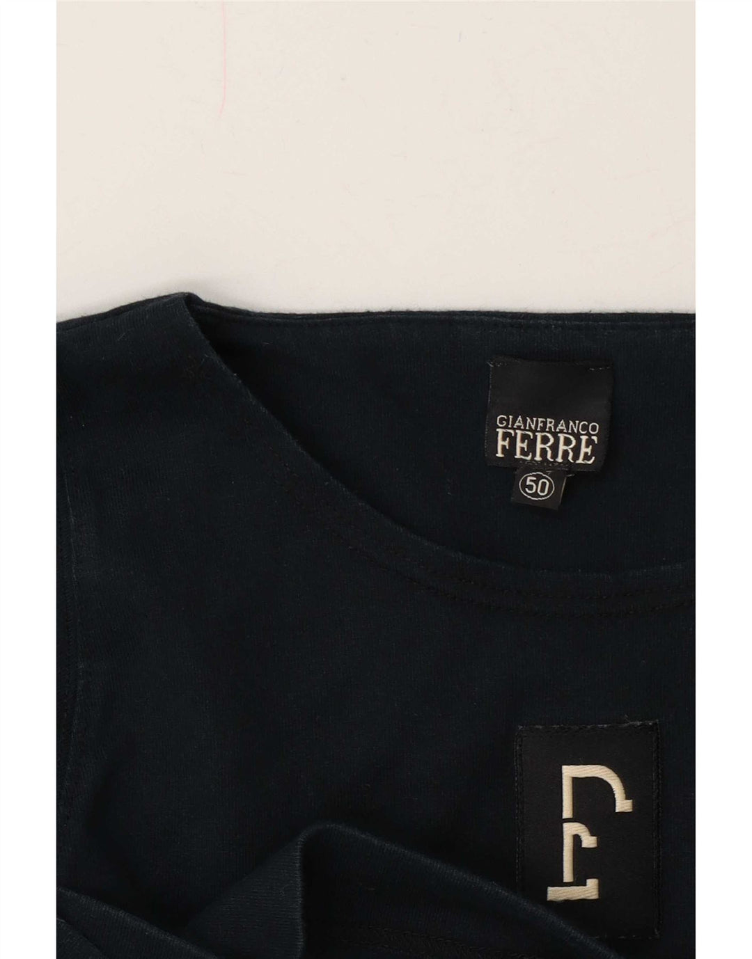 Gianfranco Ferre Top grafico da uomo manica lunga IT 50 medio blu navy