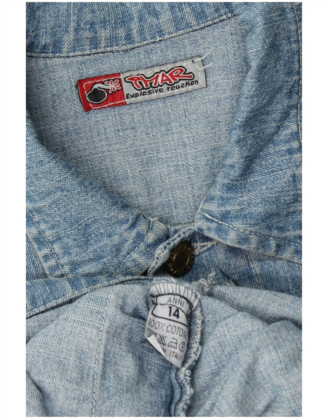 VINTAGE Boys Denim Jacket 13-14 Years Blue Cotton