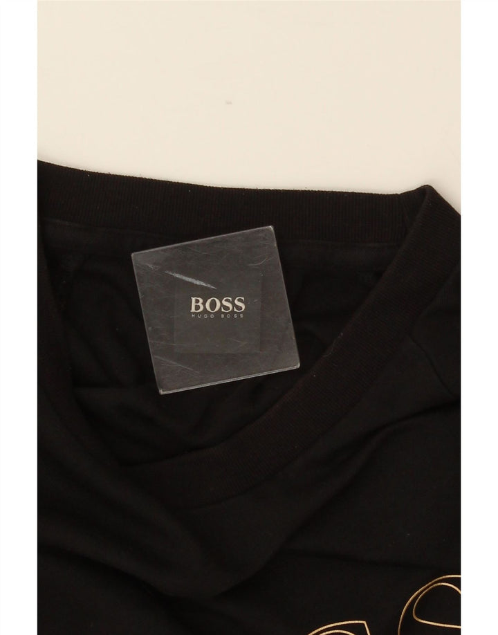 HUGO BOSS Mens Graphic Sweatshirt Jumper Medium Black Cotton