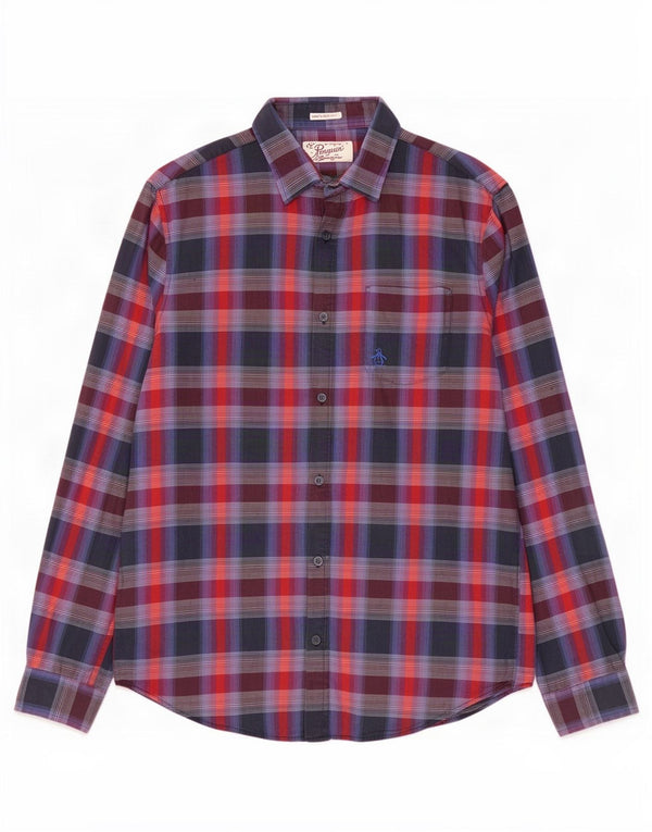 Camisa masculina Penguin Heritage Slim Fit grande xadrez multicolorida