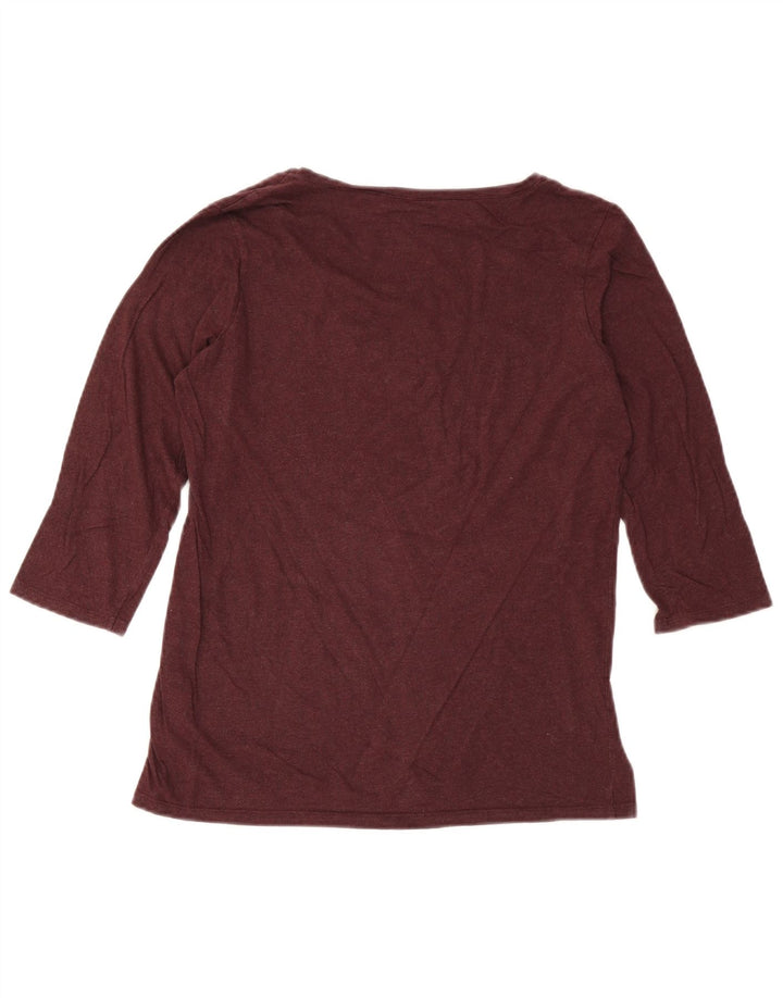 Fat Face Womens Top 3/4 Sleeve UK 14 Medium Burgundy Cotton