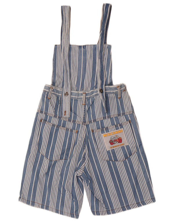 Pantaloncini salopette da donna vintage W28 a righe blu medio