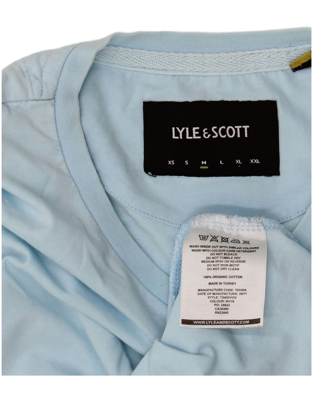 Lyle & Scott Mens T-Shirt Top Medium Blue Cotton
