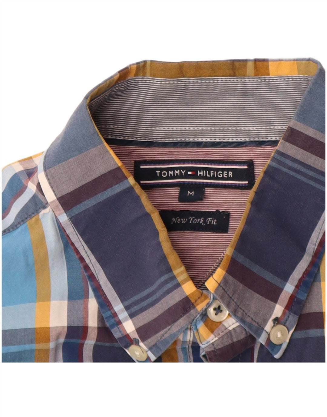 Tommy Hilfiger Mens New York Fit Shirt Medium Blue Check Cotton