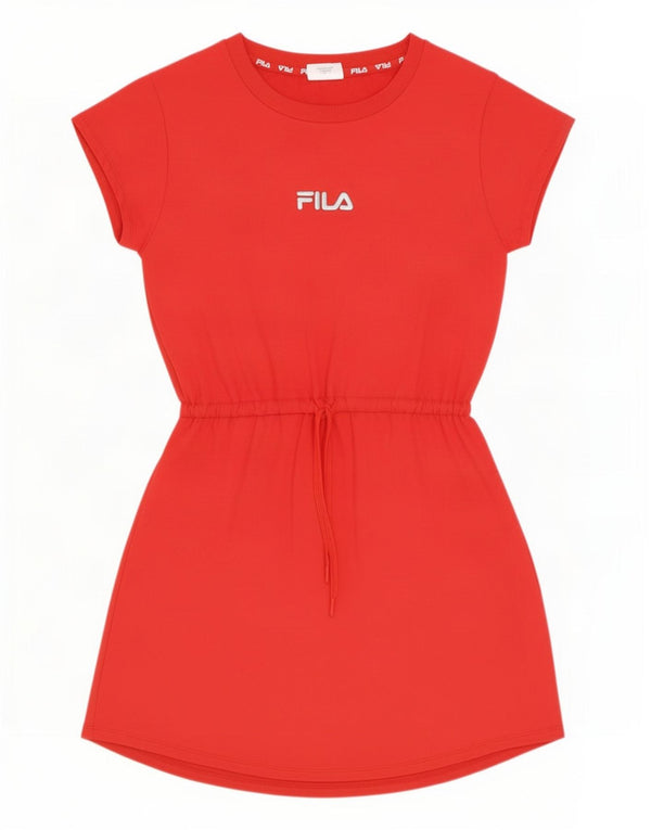 Fila Womens Graphic T-Shirt Dress UK 14 Médio Algodão Vermelho