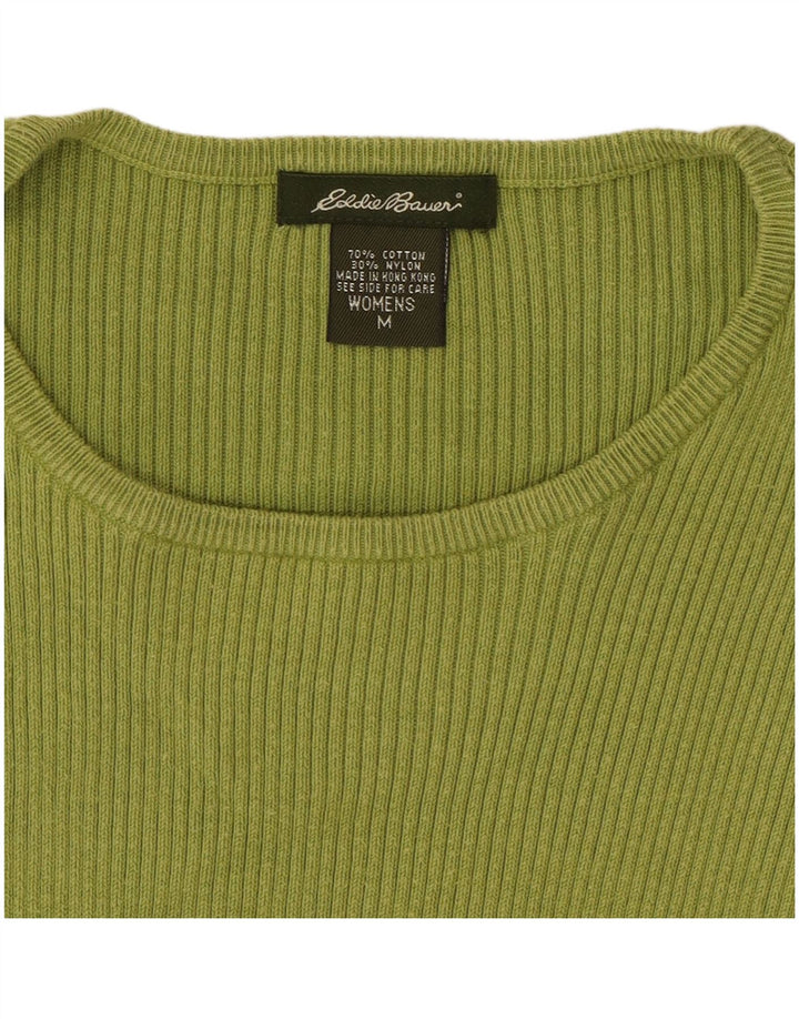 Eddie Bauer Dame Crop Top Langærmet UK 12 Medium Grøn Bomuld