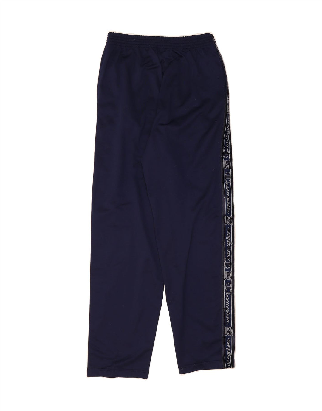 CHAMPION Mens Graphic Tracksuit Trousers Large  Navy Blue Polyester Vintage Champion and Second-Hand Champion from Messina Hembry 