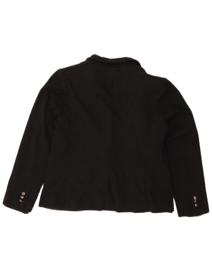 MARKS & SPENCER Womens 1 Button Blazer Jacket UK 16 Large Black Cotton