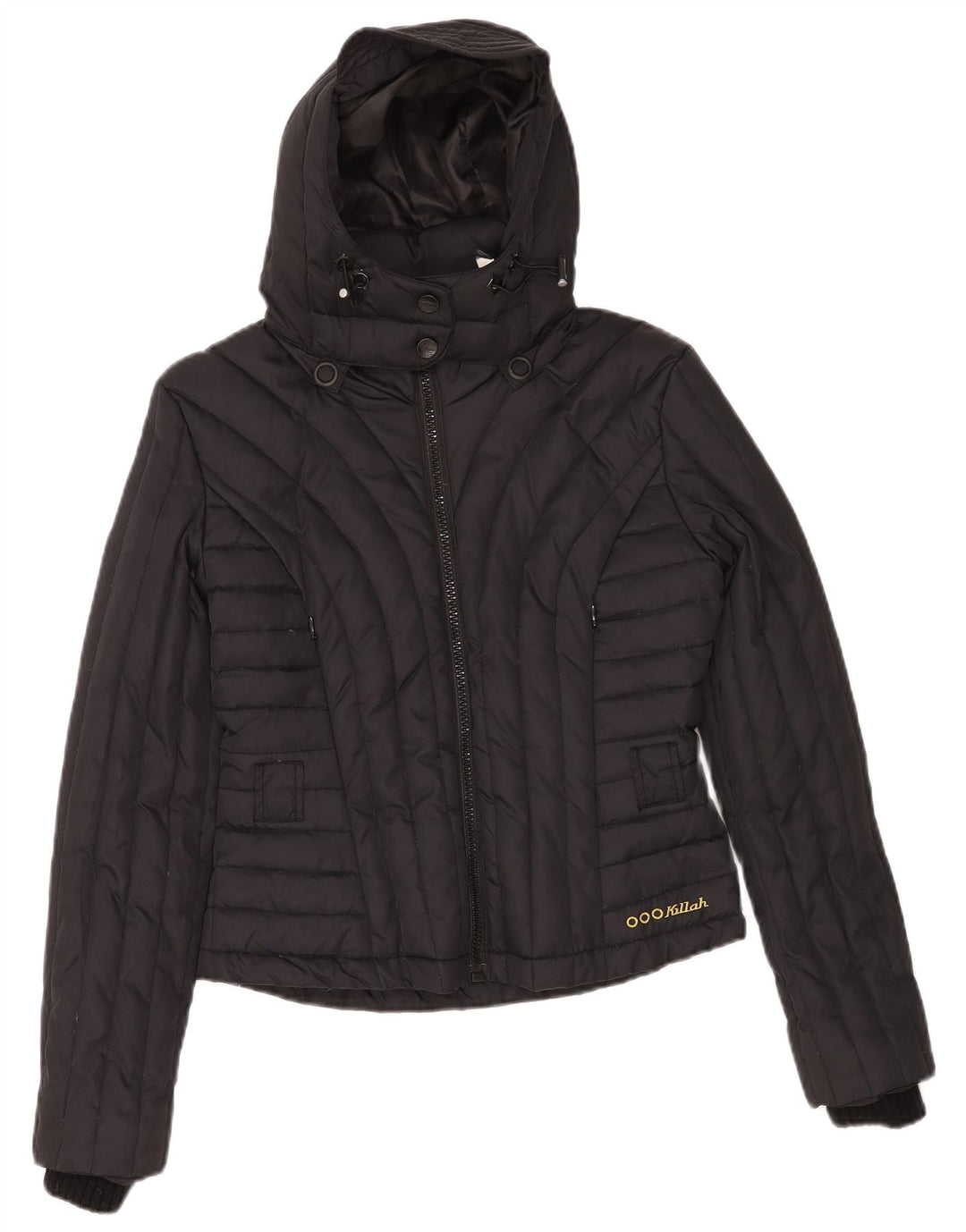 Killah Womens Hooded Padded Jacket UK 14 Medium Black Nylon