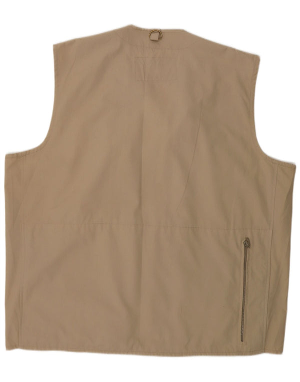Vintage hombres utilidad Gilet Reino Unido 42 XL algodón beige