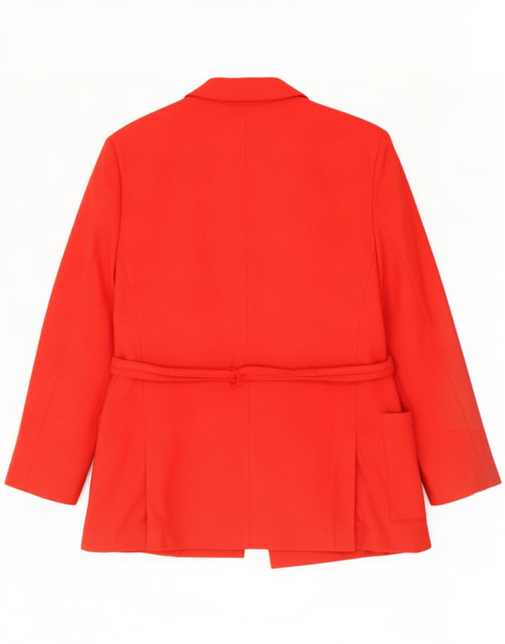 Veste Blazer Femme Vintage UK 14 Laine Vierge Rouge Moyenne