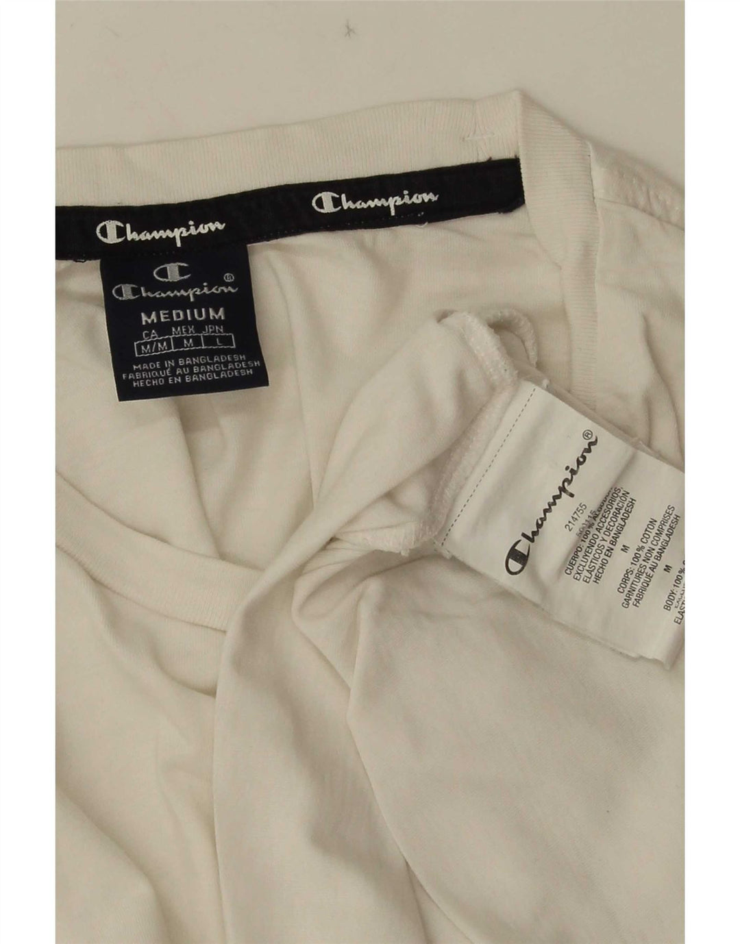 Champion Herre T-Shirt Top Medium Hvid Bomuld