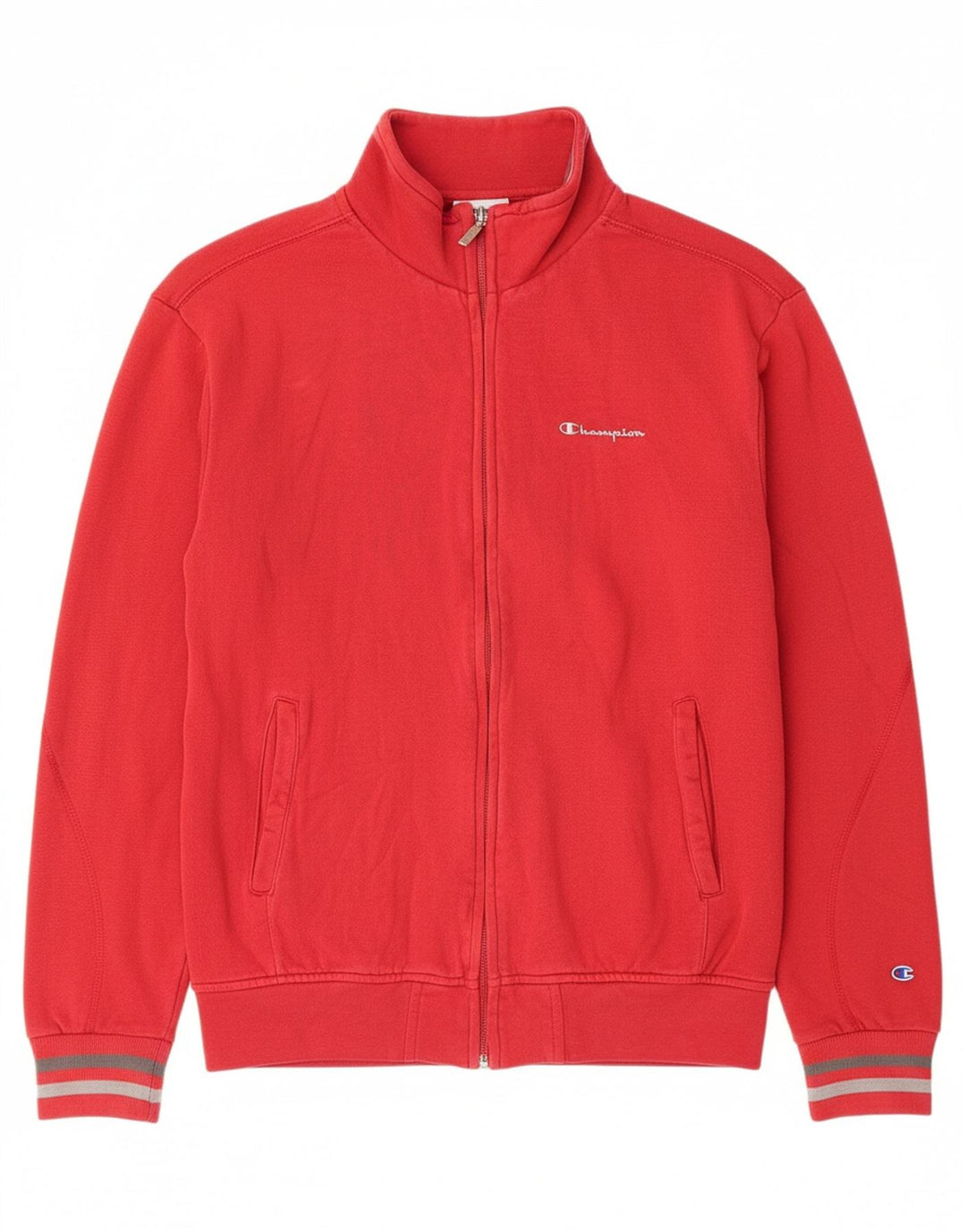 CHAMPION Womens Tracksuit Top Jacket UK 14 Medium Red Cotton