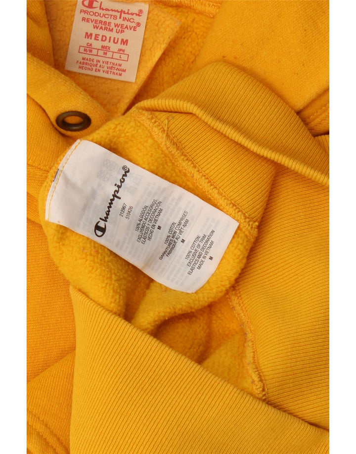 Champion Mens Reverse Weave Hoodie Jumper Medium Yellow Cotton