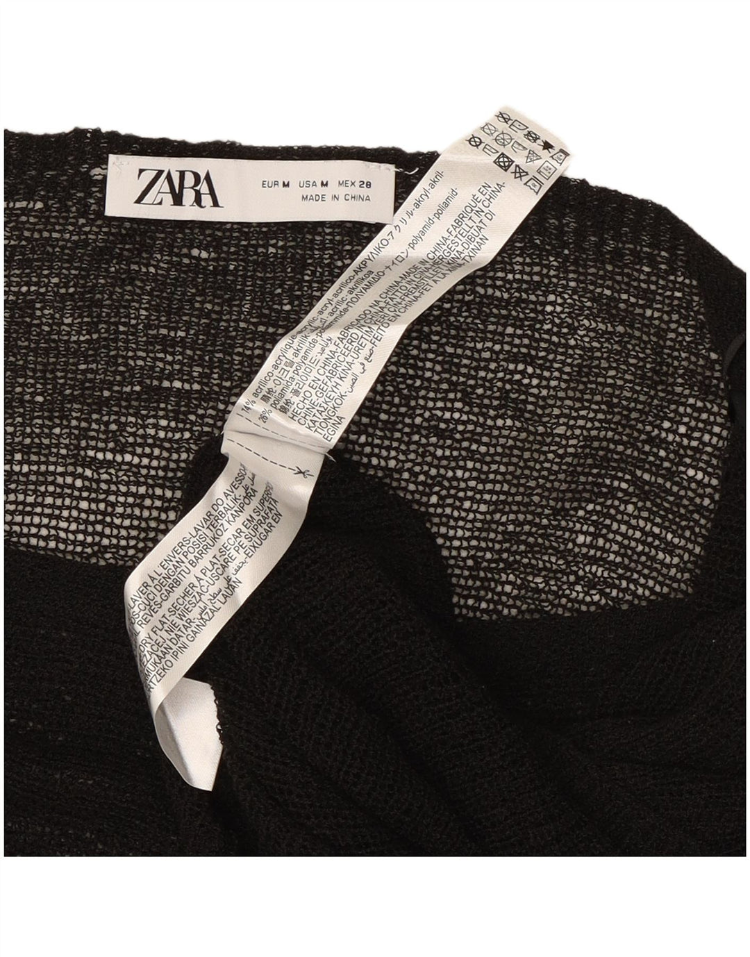 Top in camicetta poncho da donna Zara UK 12 acrilico nero medio