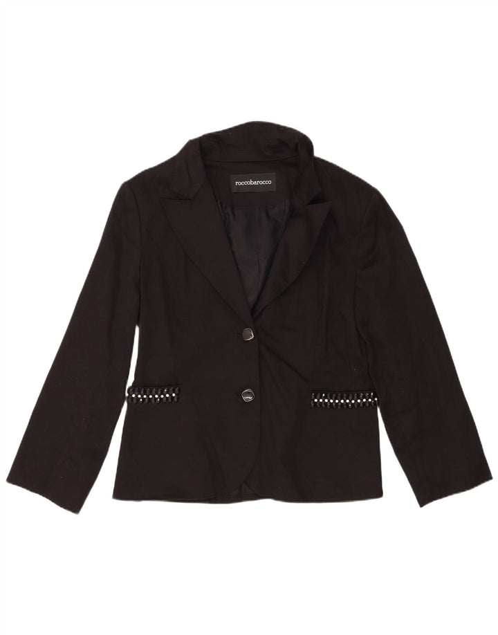 Roccobarocco Dame 2 Button Blazer Jacket IT 50 XL Sort Bomuld