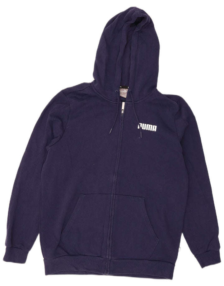 PUMA Mens Zip Hoodie Sweater Medium Navy Blue Cotton
