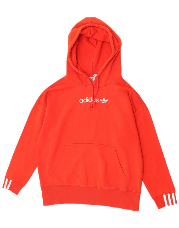 Adidas Dame Grafisk Oversized Hoodie Jumper UK 8 Lille Rød Bomuld