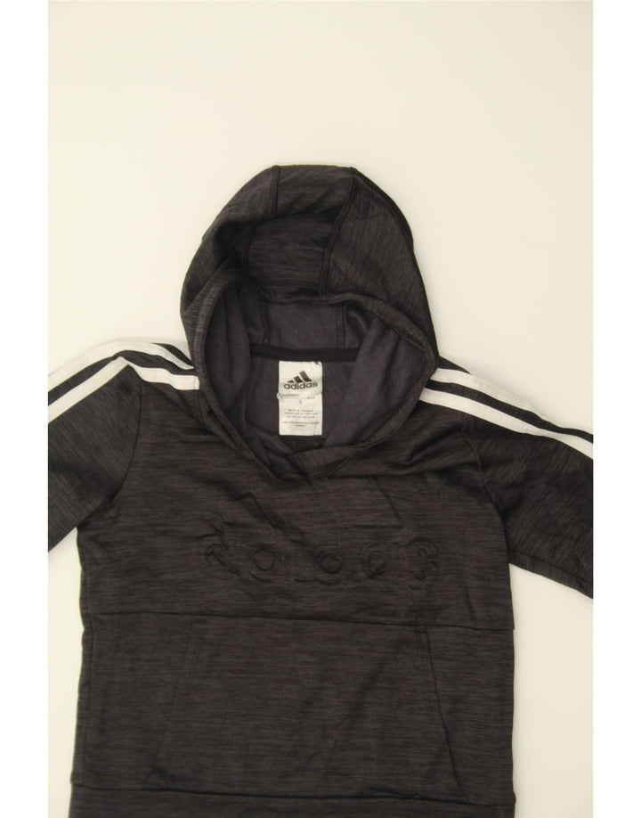 ADIDAS Boys Graphic Hoodie Jumper 4-5 Years Black Polyester Vintage Adidas and Second-Hand Adidas from Messina Hembry 