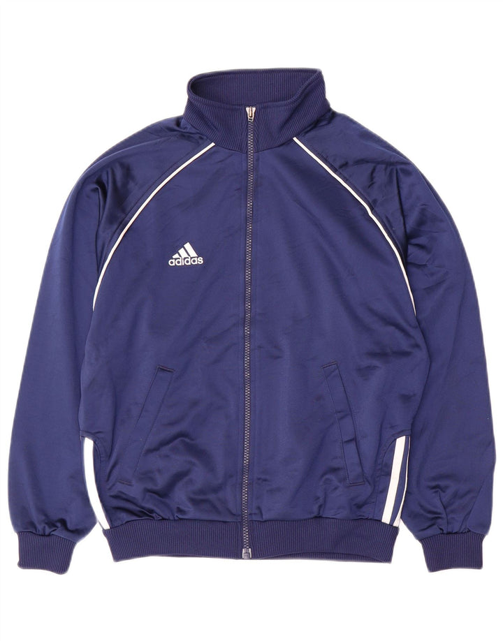 ADIDAS Girls Tracksuit Top Jacket 11-12 Years Navy Blue Polyester