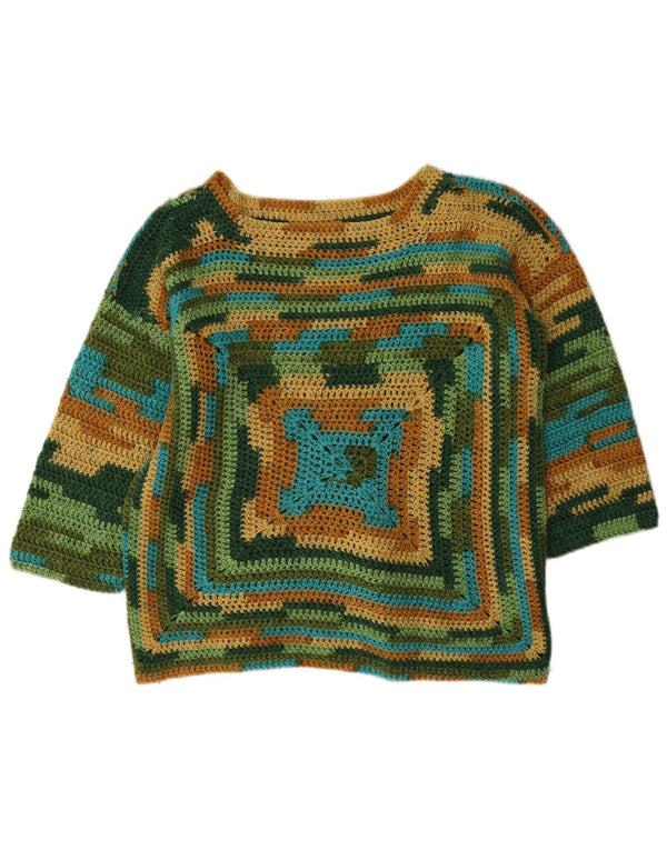 Vintage Womens Boat Neck Jumper Sweater UK 14 Medium Multicoloured