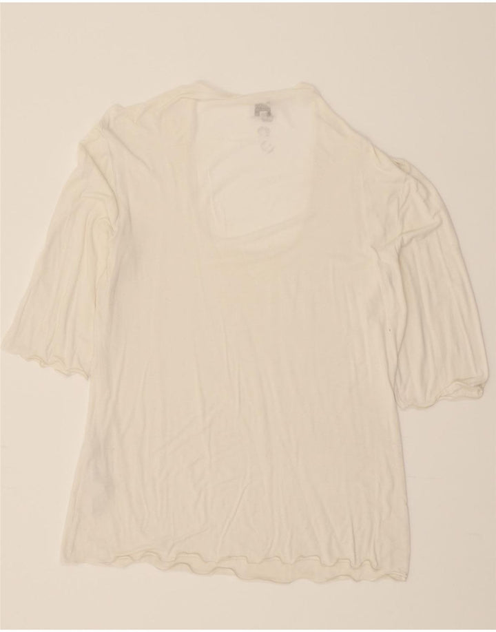 ARMANI Womens 3/4 Sleeve Blouse Top IT 48 XL White Viscose Vintage Armani and Second-Hand Armani from Messina Hembry 