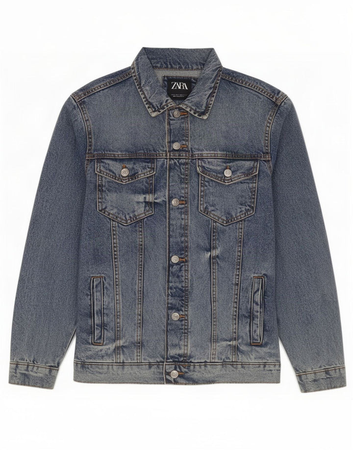 Zara Chaqueta Vaquera Hombre UK 36 Small Azul Algodón