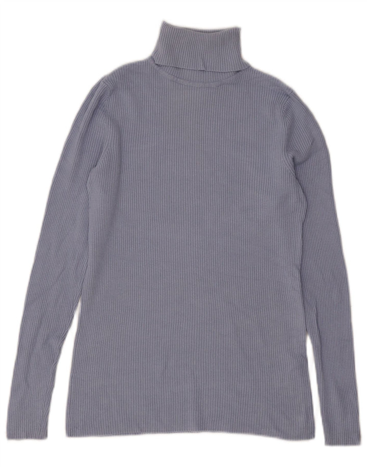 Marks & Spencer Top da donna a maniche lunghe UK 10 Small Blu Viscosa