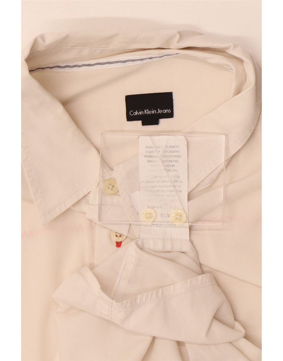 Calvin Klein Jeans Mens Shirt 2XL Off White Cotton