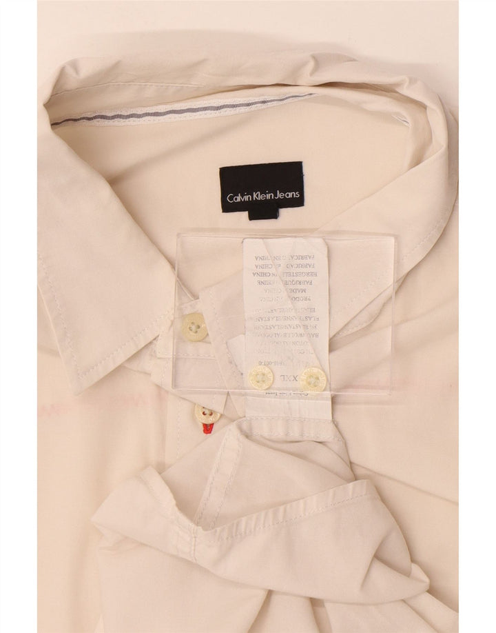 Calvin Klein Jeans Mens Shirt 2XL Off White Cotton