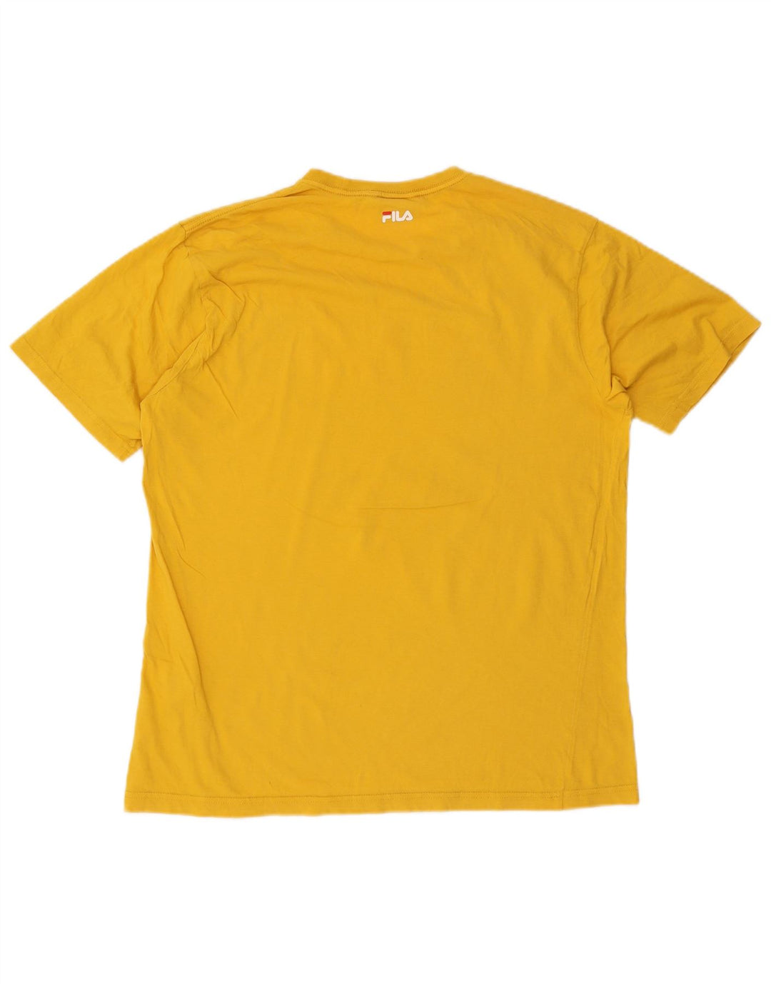 Fila Mens Graphic T-Shirt Top Large Yellow Cotton