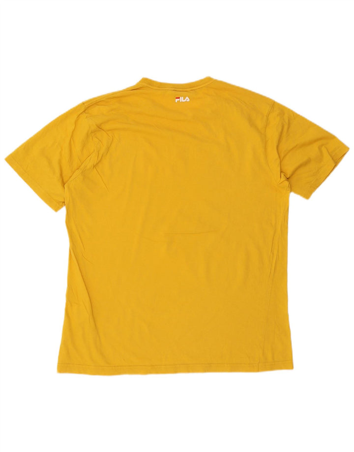 Fila Mens Graphic T-Shirt Top Large Yellow Cotton